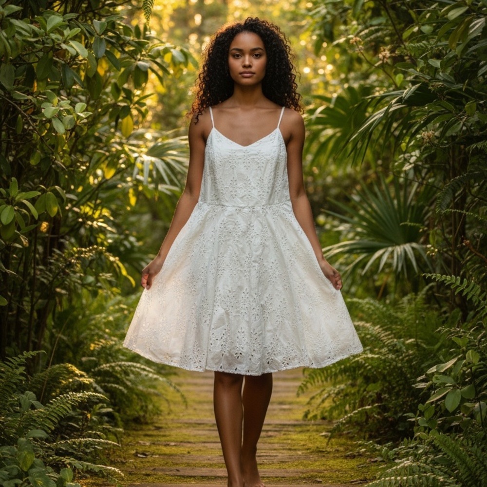 Old Navy White Eyelet Midi Dress